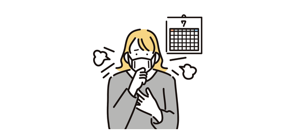せき(咳)をする女性のイラスト